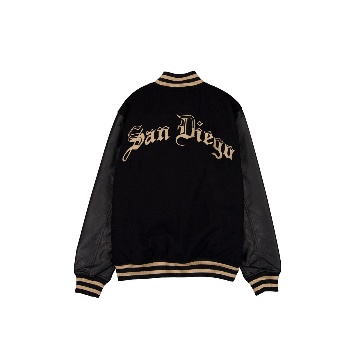San Diego Padres Gothic Lettering Black Wool Varsity Jacket