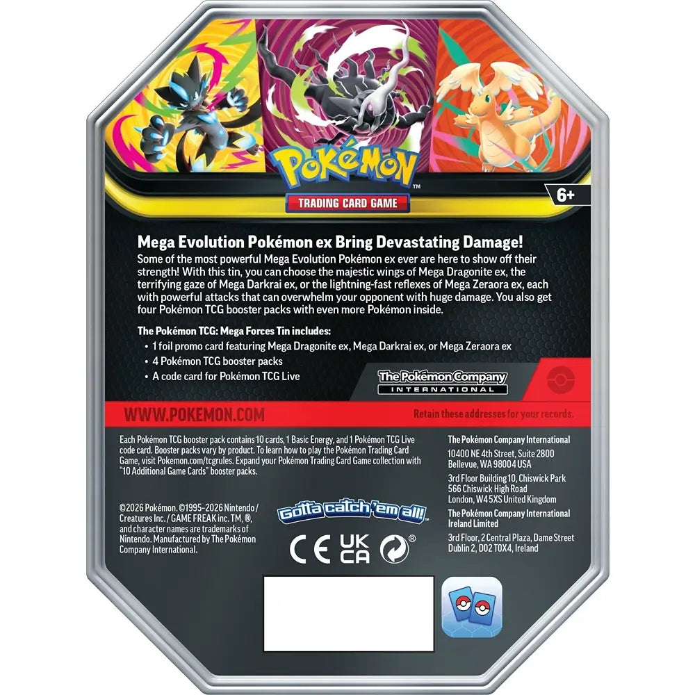 🔥2026 Christmas Gift🎄: Mega Forces Tin (Mega Zeraora ex) (Pre-Order)