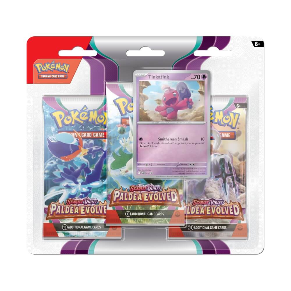 🔥2026 Christmas Gift🎄: Scarlet & Violet—Paldea Evolved: Three-Booster Pack Blister (Tinkatink)