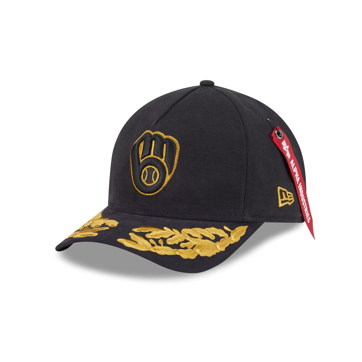 Alpha Industries x Milwaukee Brewers Black 9FORTY M-Crown A-Frame Snapback Hat
