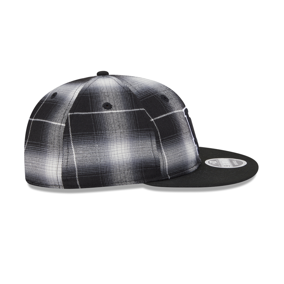 Los Angeles Dodgers Black and White Plaid Retro Crown 9FIFTY Snapback Hat