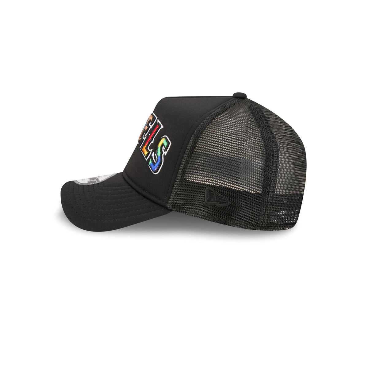 Los Angeles Angels Rainbow Wordmark 9FORTY A-Frame Trucker Hat