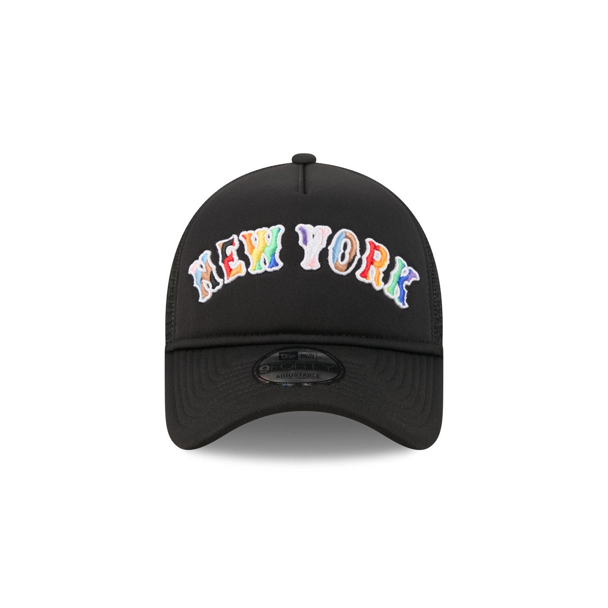 New York Mets Rainbow Wordmark 9FORTY A-Frame Trucker Hat