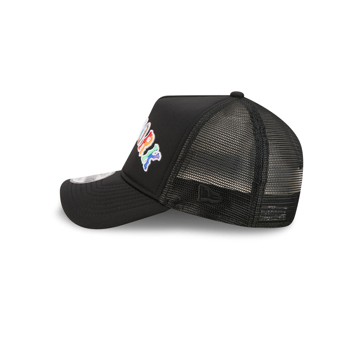 New York Mets Rainbow Wordmark 9FORTY A-Frame Trucker Hat