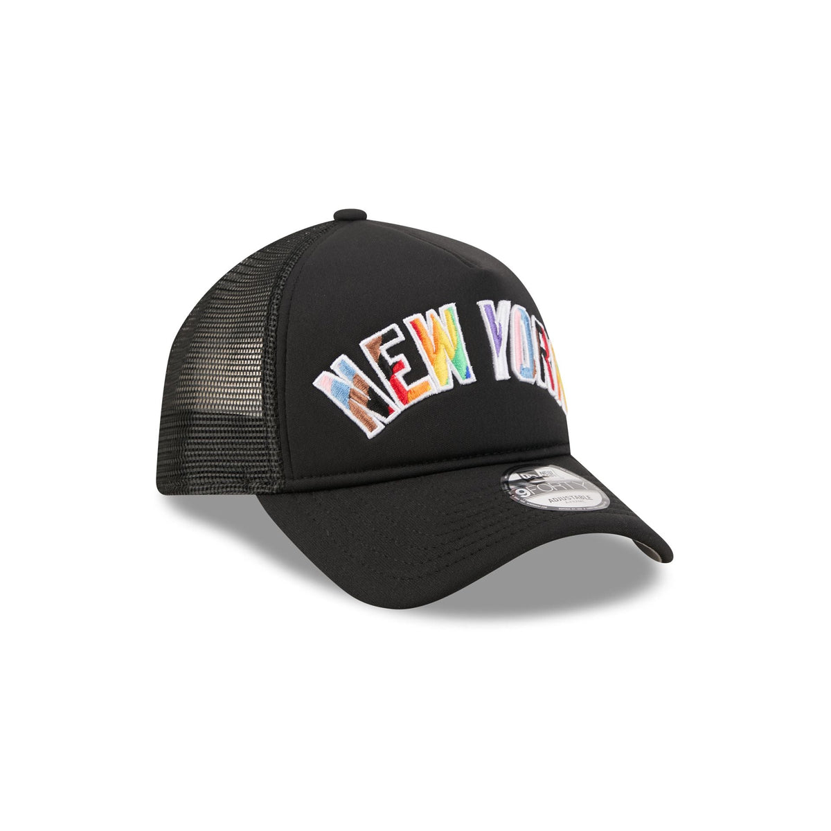 New York Yankees Rainbow Wordmark 9FORTY A-Frame Trucker Hat