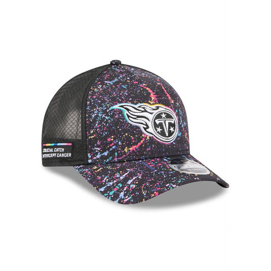 Tennessee Titans 2025 Crucial Catch 9FORTY M-Crown A-Frame Trucker Hat