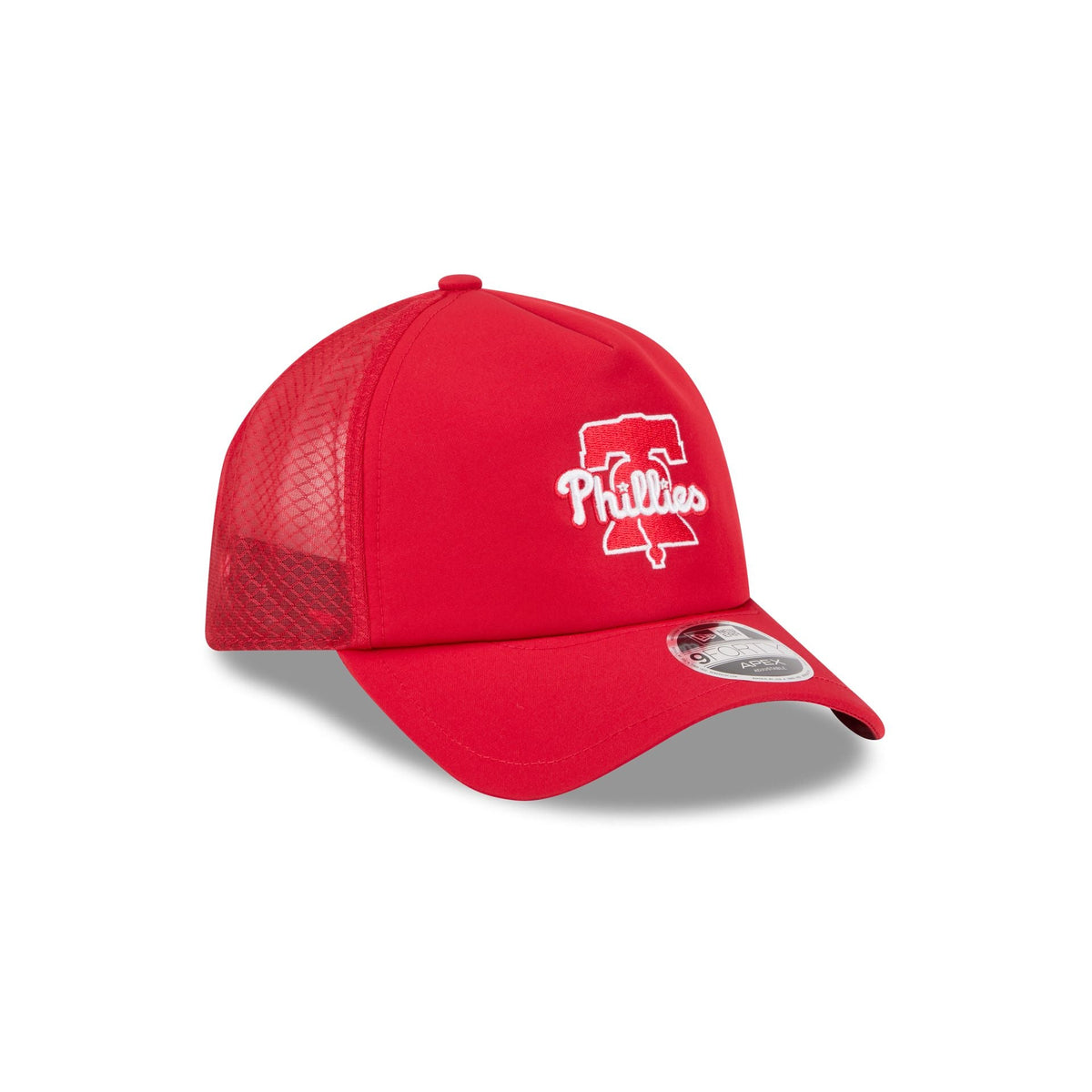 Philadelphia Phillies 2026 Batting Practice Alt Red Bell 9FORTY APEX Trucker Hat