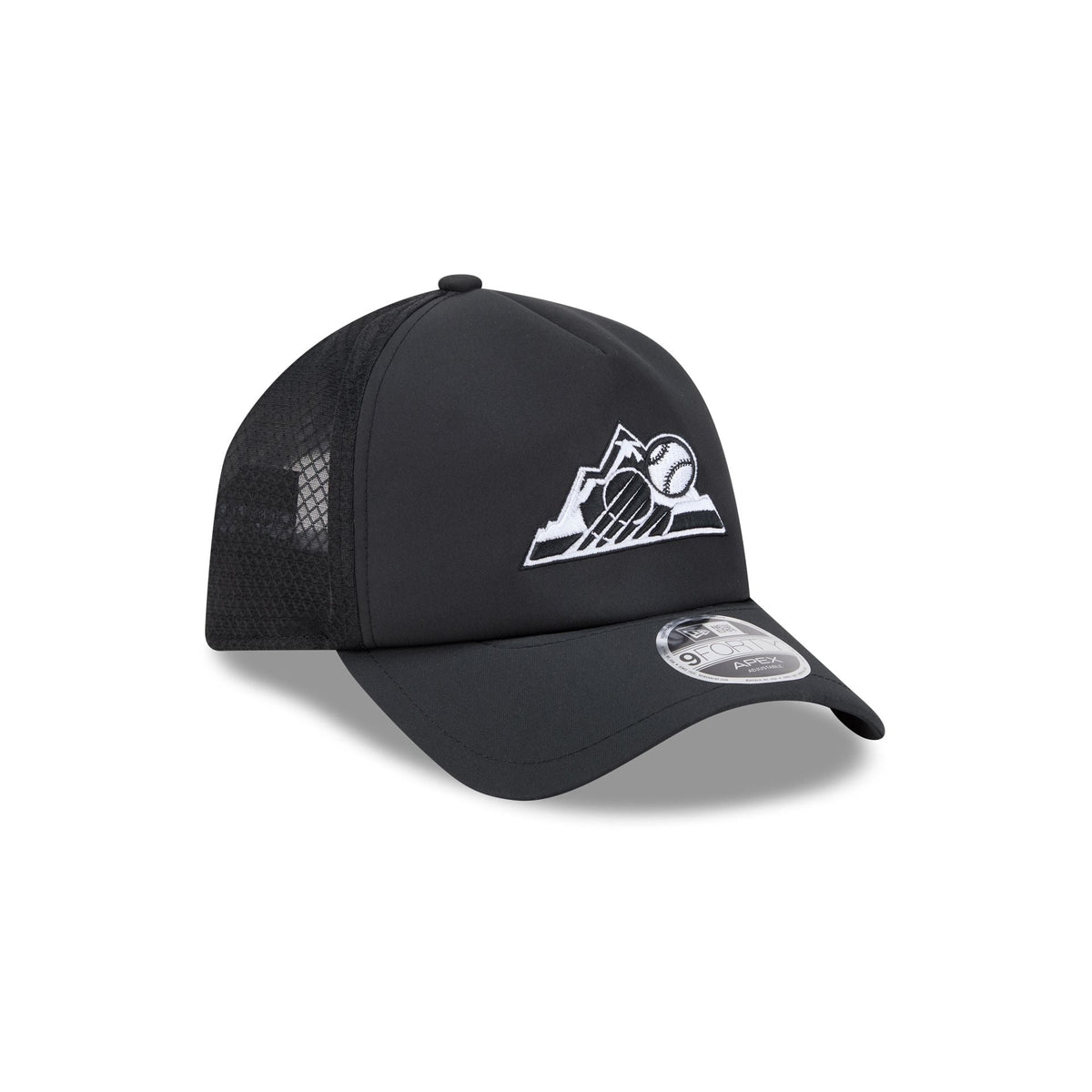 Colorado Rockies 2026 Batting Practice Alt Black 9FORTY APEX Trucker Hat