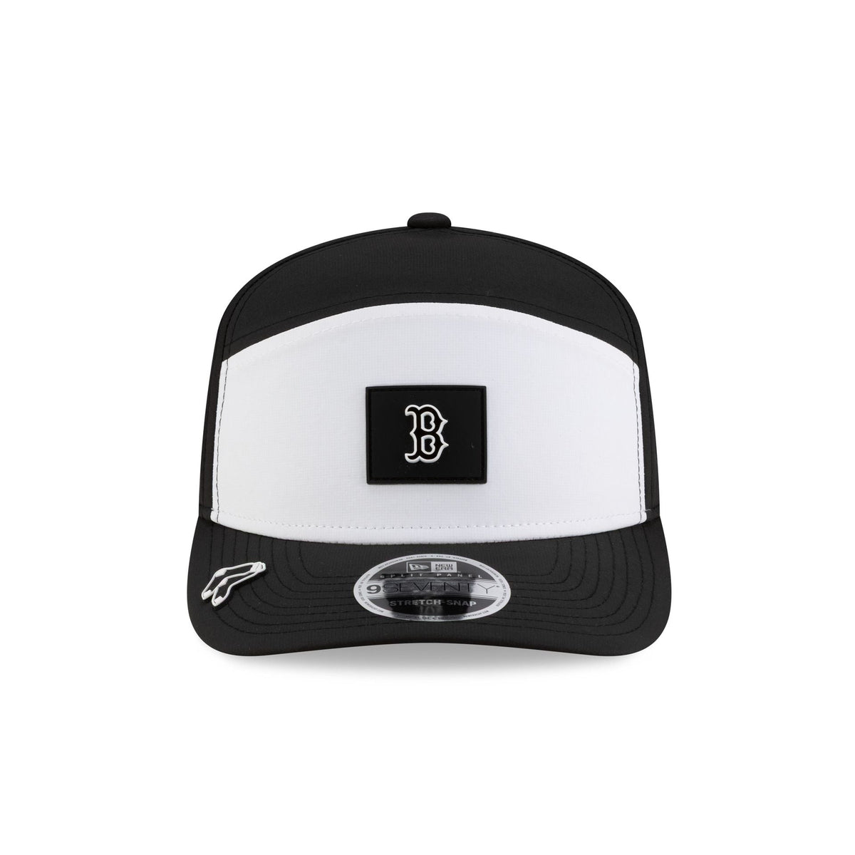 Boston Red Sox 2026 Clubhouse Black & White Split Panel 9SEVENTY Stretch-Snap Hat