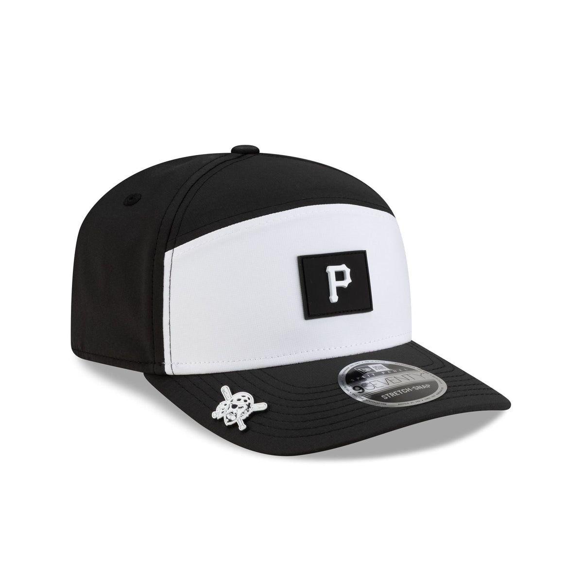 Pittsburgh Pirates 2026 Clubhouse Black & White Split Panel 9SEVENTY Stretch-Snap Hat
