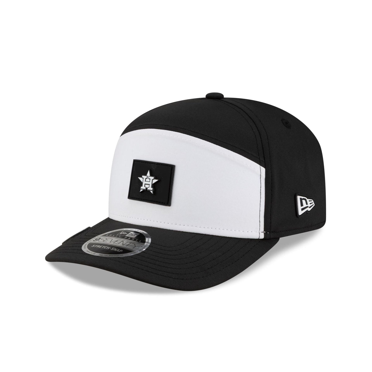 Houston Astros 2026 Clubhouse Black & White Split Panel 9SEVENTY Stretch-Snap Hat