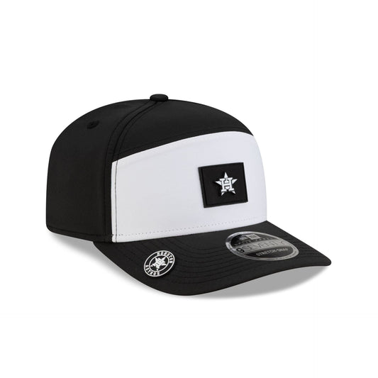 Houston Astros 2026 Clubhouse Black & White Split Panel 9SEVENTY Stretch-Snap Hat
