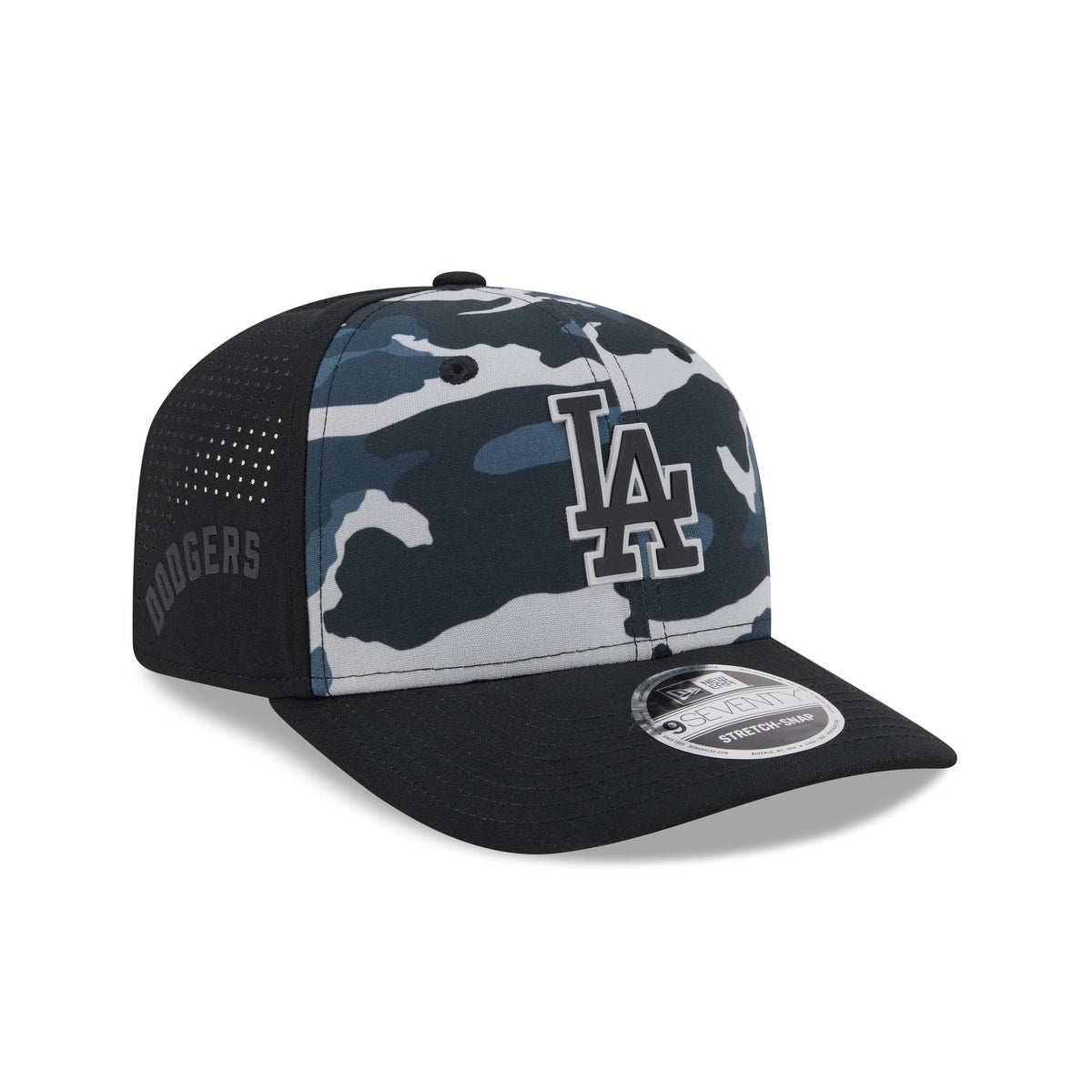 Los Angeles Dodgers Black Camo Performance 9SEVENTY Stretch-Snap Hat
