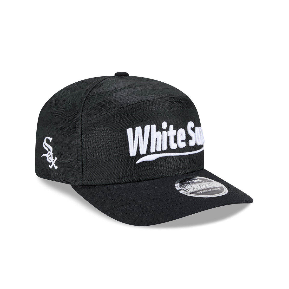 Chicago White Sox Black Camo Split Panel 9SEVENTY Stretch-Snap Hat