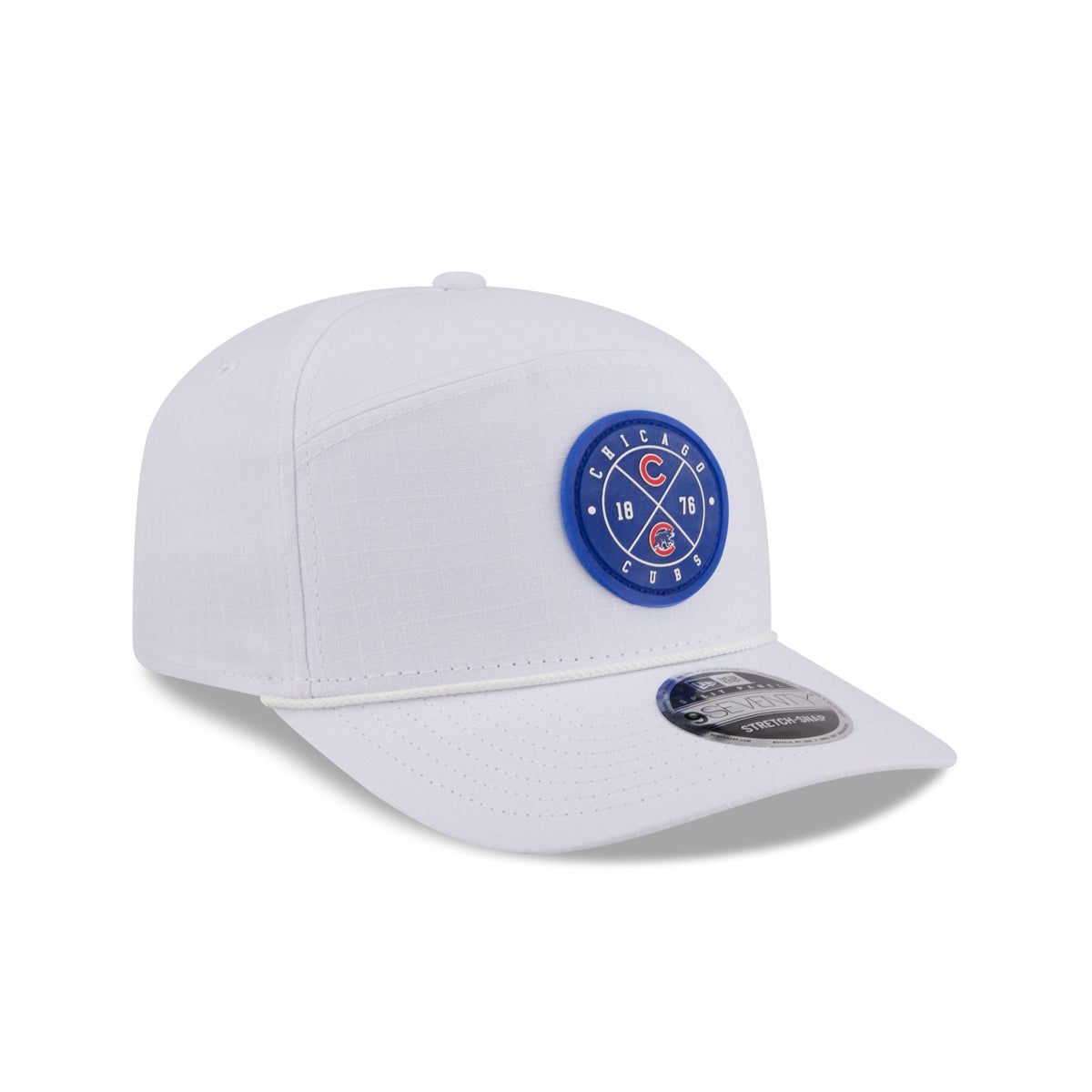 Chicago Cubs Circle Logo White Split Panel 9SEVENTY Stretch-Snap Hat