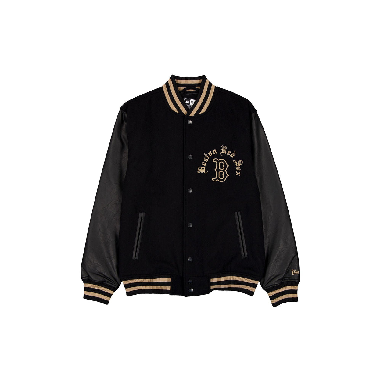 Boston Red Sox Gothic Lettering Black Wool Varsity Jacket