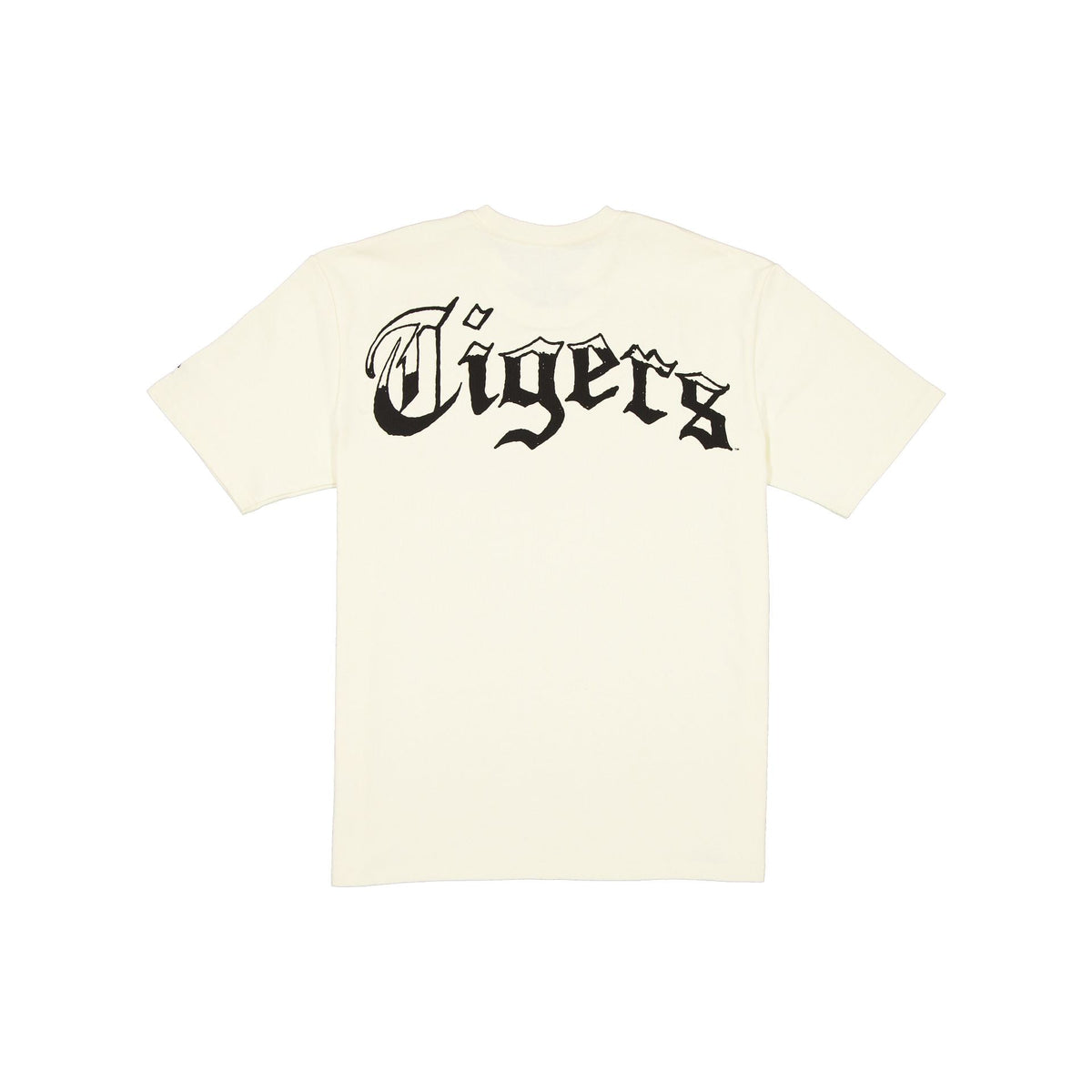 Detroit Tigers Gothic Lettering Chrome White T-Shirt