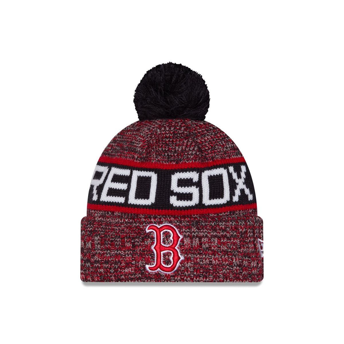 Boston Red Sox Tri Color Pom Knit Hat