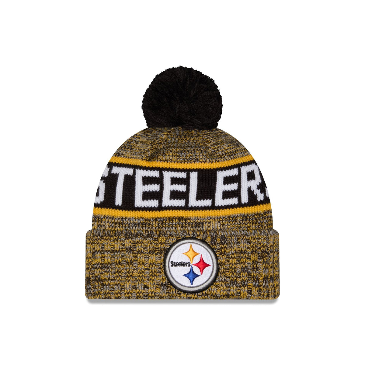 Pittsburgh Steelers Tri Color Pom Knit Hat