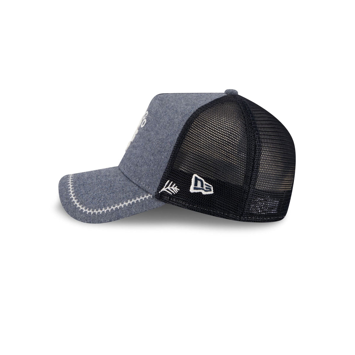 Chicago Cubs Navy Brushed Chambray 9FORTY A-Frame Trucker Hat