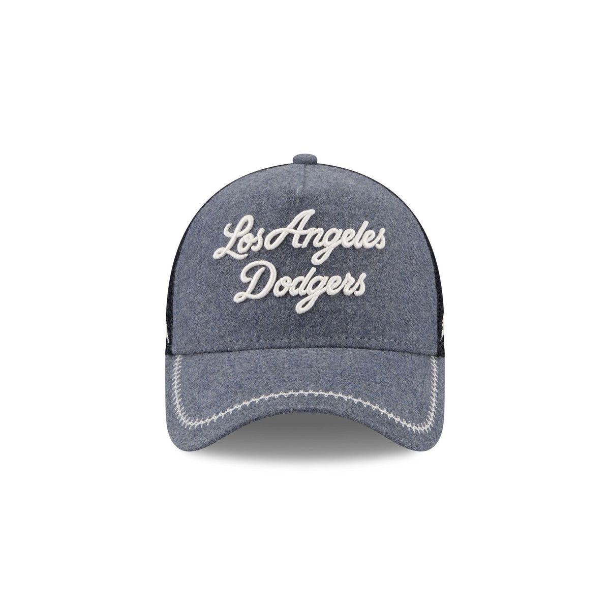 Los Angeles Dodgers Navy Brushed Chambray 9FORTY A-Frame Trucker Hat