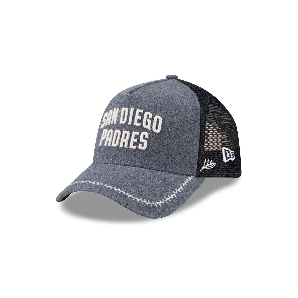 San Diego Padres Navy Brushed Chambray 9FORTY A-Frame Trucker Hat