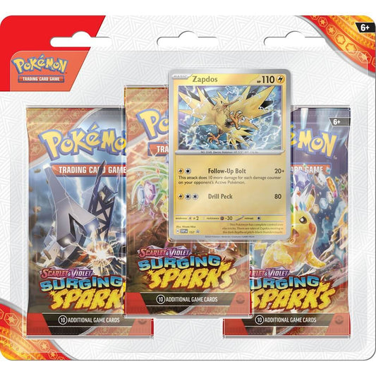 🔥2026 Christmas Gift🎄: Scarlet & Violet - Surging Sparks Three-Booster Pack Blister (Zapdos)