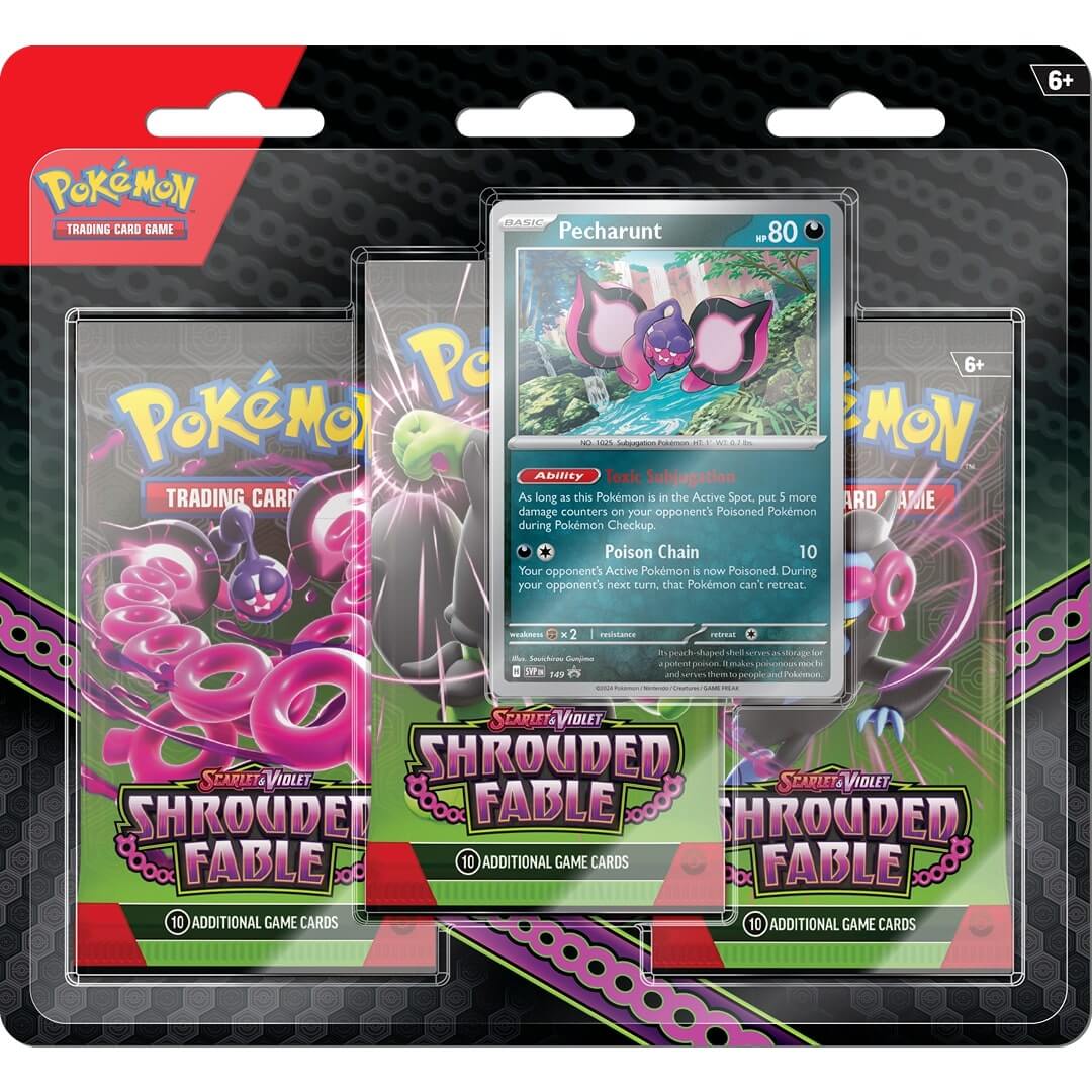 🔥2026 Christmas Gift🎄: Scarlet & Violet—Shrouded Fable 3-Pack Blister (Pecharunt)